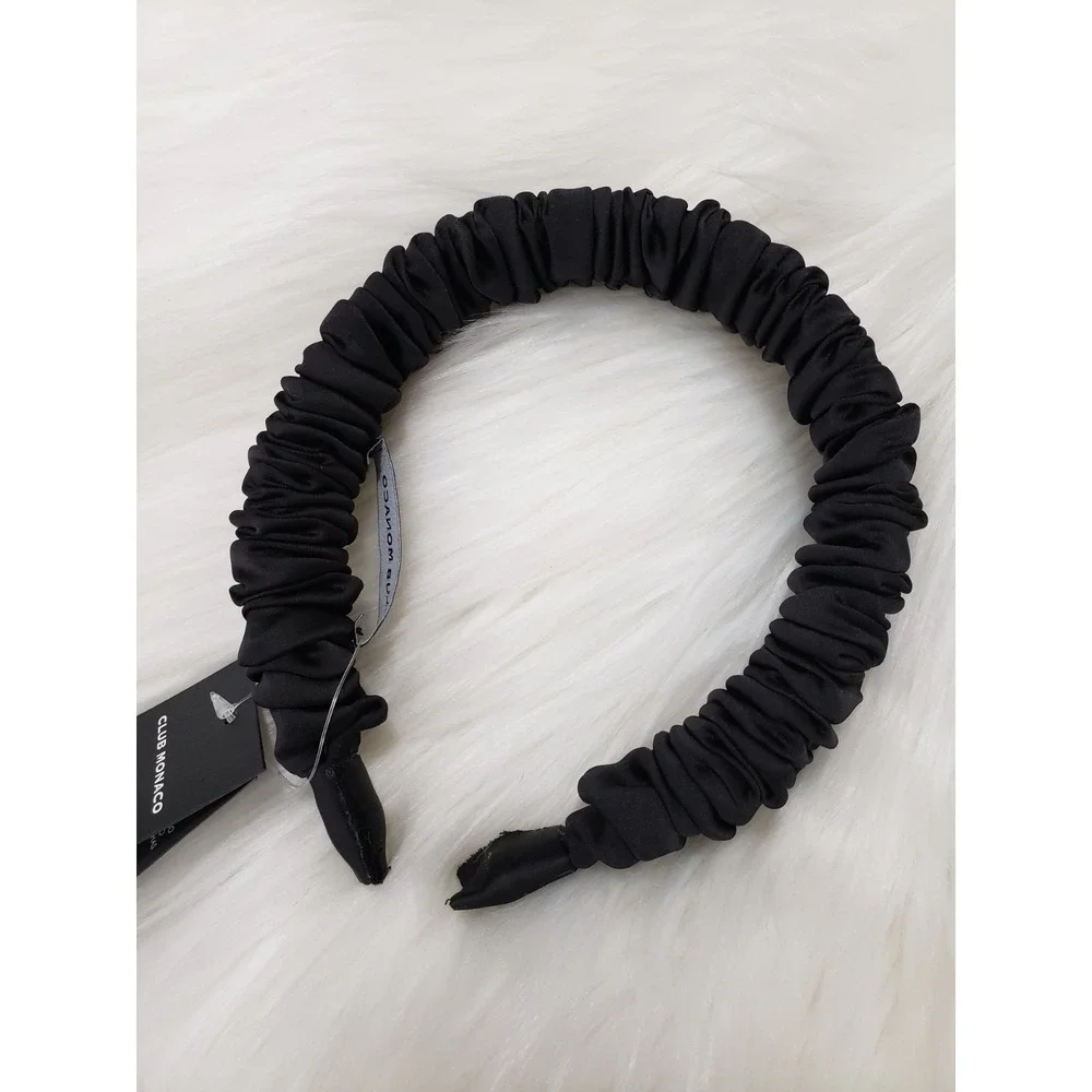 NEW Club Monaco Black rouched chunky thick scrunch headband